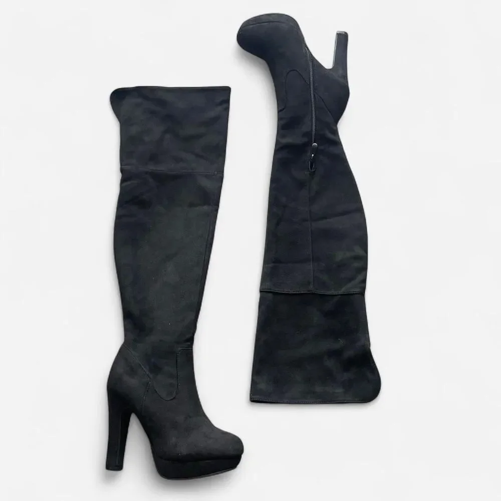Suede-Style Platform Over the Knee‎ Boots